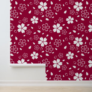 Red Sakura Pattern Behang