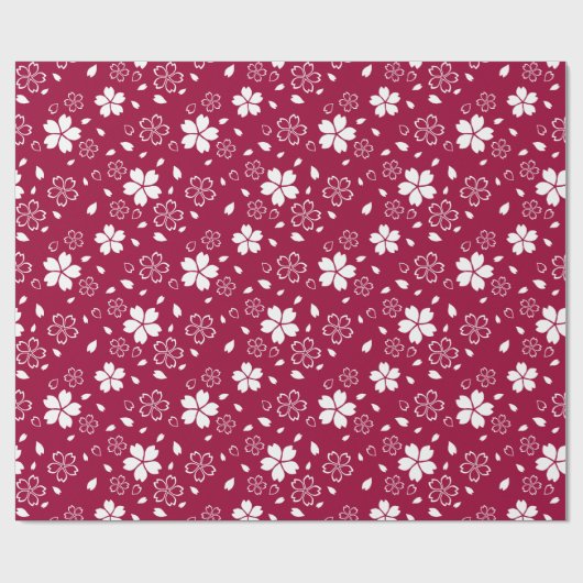 Red Sakura Pattern Cadeaupapier (Vlak)