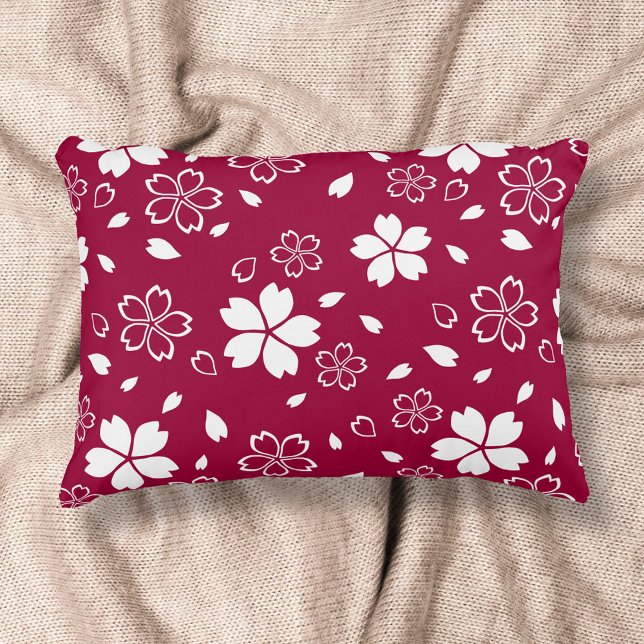 Red Sakura Pattern Decorative Pillow Accent Kussen (Creator heeft geüpload)
