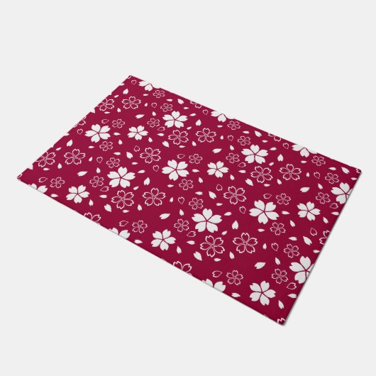 Red Sakura Pattern Deurmat (Schuin)