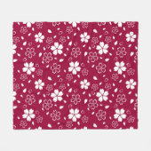 Red Sakura Pattern Fleece Blanket Deken (Voorkant (Horizontaal))