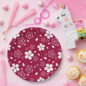 Red Sakura Pattern Papieren Bordje (Feest)