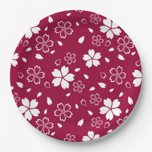 Red Sakura Pattern Papieren Bordje