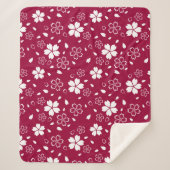 Red Sakura Pattern Sherpa Blanket Deken (Voorkant)