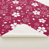 Red Sakura Pattern Sherpa Blanket Deken (3/4)