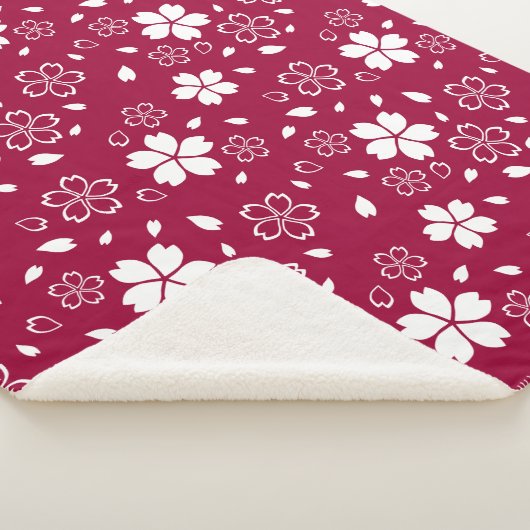 Red Sakura Pattern Sherpa Blanket Sherpa Deken (3/4)