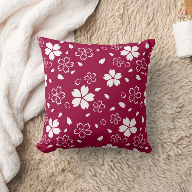 Red Sakura Pattern Sierkussen (Deken)