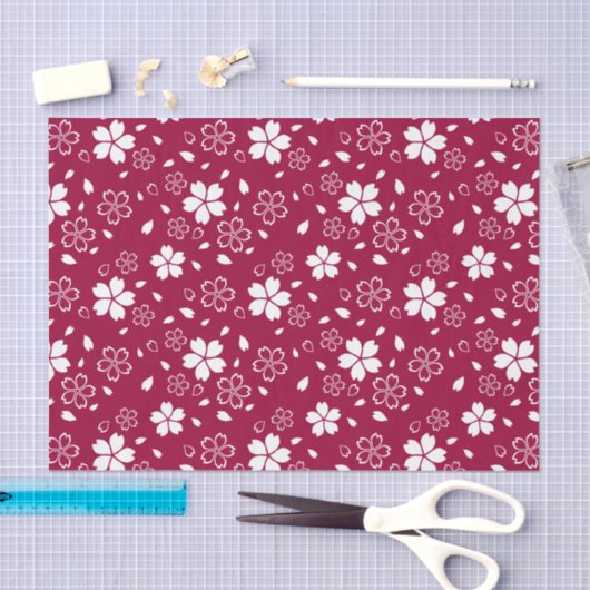 Red Sakura Pattern Tissuepapier (Craft)