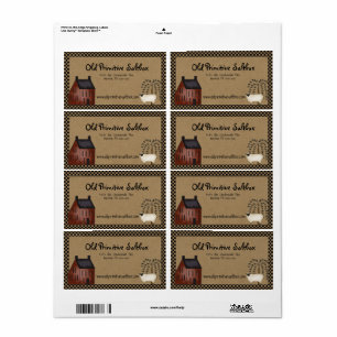 Red Saltbox House en Sheep Editable Shipping Label