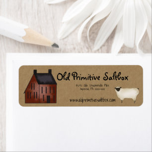 Red Saltbox House & Sheep Editable Étiquette d'exp