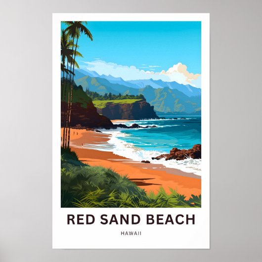 Red Sand Beach Hawaii Reisprint Poster (Voorkant)