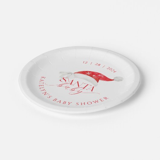 Red Santa Baby shower Papieren Bordje (Gekanteld)