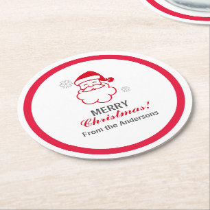Red Santa Claus Ronde Kartonnen Onderzetter