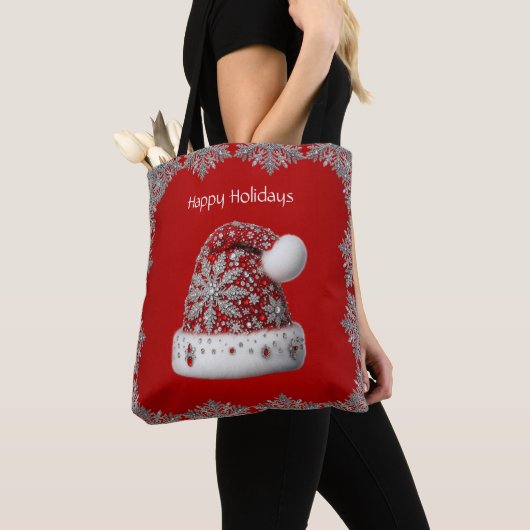 Red Santa Hat Holiday Canvas tas (Dichtbij)