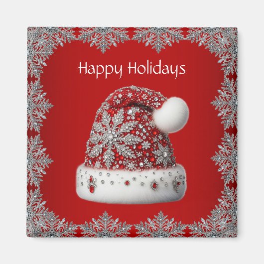 Red Santa Hat Holiday Magnet Magneet (Voorkant)