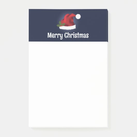 Red Santa Hat met kerst Holly en aangepaste tekst Post-it® Notes (Voorkant)
