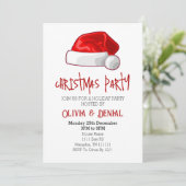 Red Santa Hat Noël Fête Invitation (Debout devant)
