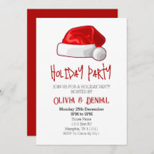 Red Santa Hat Noël Fête Invitation