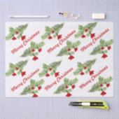 Red Santa Hat Ornaments on Pine Branch Kerstmis Tissuepapier (Craft)