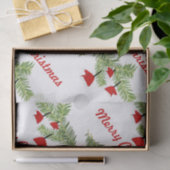 Red Santa Hat Ornaments on Pine Branch Kerstmis Tissuepapier (Geschenk)