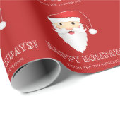 Red Santa Head Patroon Prettige feestdagen Aangepa Cadeaupapier (Rol Hoek)