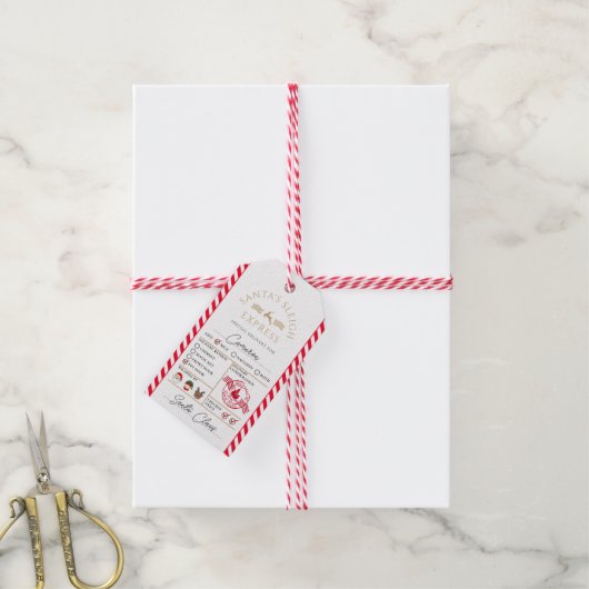 Red Santa's Sleigh Express Speciale levering Cadeaulabel (Met Touw)