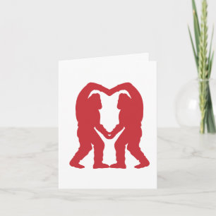 Red Sasquatch Heart Silhouette Kaart