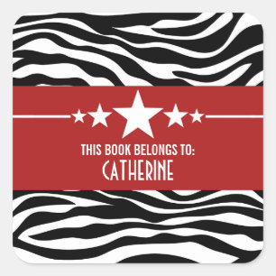 Red Sassy Star Zebra Bladplaat Stickers