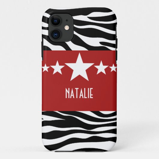 Red Sassy Star Zebra BT iPhone 5 Coque (Dos)