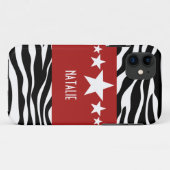 Red Sassy Star Zebra BT iPhone 5 Coque (Dos (Horizontal))
