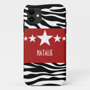 Red Sassy Star Zebra BT iPhone 5 Hoesje