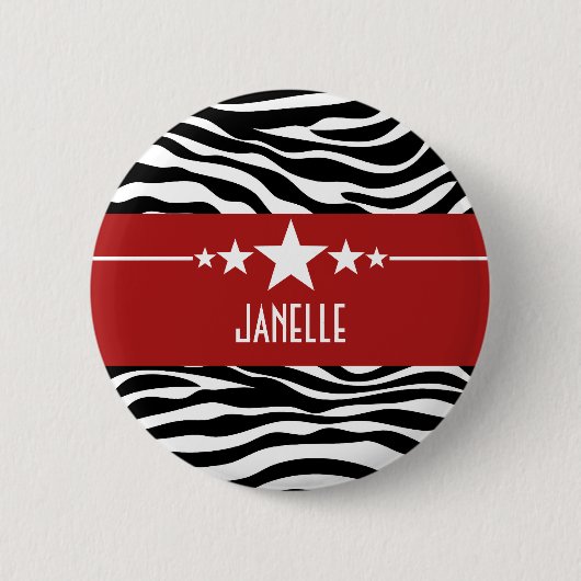 Red Sassy Star Zebra Button (Voorkant)
