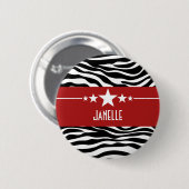 Red Sassy Star Zebra Button (Voorkant /achterkant)