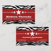 Red Sassy Star Zebra Carte de visite d'impression (Devant / Derrière)