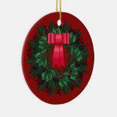 Red Satin Bow Berries met kerstmis Keramisch Ornament (Rechts)