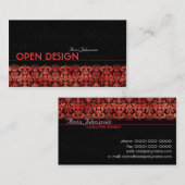 Red Satin Damask ・ Elegant Visitekaartje (Voorkant / Achterkant)