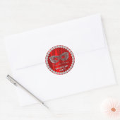 Red Satin Diamonds Masquerade Party Glam Verjaarda Ronde Sticker (Envelop)