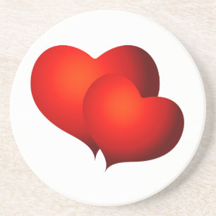 Red Satin Hearts Zandsteen Onderzetter