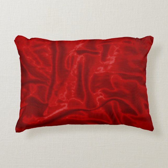 Red Satin-Rechthoekig Accent Pillow Decoratief Kussen (Voorkant)