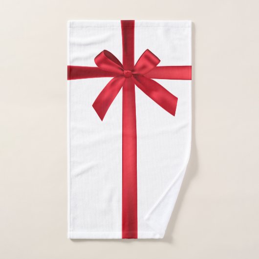 Red Satin Ribbon Bow Fête de Noël (Serviette à main)