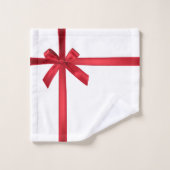 Red Satin Ribbon Bow Fête de Noël (Gant de toilette)