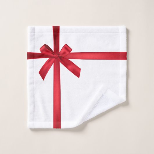 Red Satin Ribbon Bow Fête de Noël (Gant de toilette)