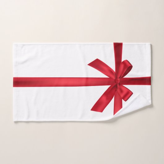 Red Satin Ribbon Bow Fête de Noël (Serviette à main)