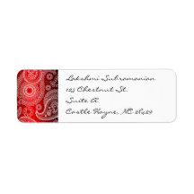 Red Satin White Lace Paisley Return Label