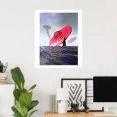Red Saucer Attack Poster (Thuiskantoor)