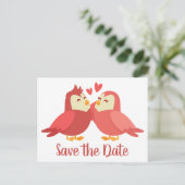 Red Save the Date Wedding Cartoon Bruidegom Briefkaart (Staand voorkant)