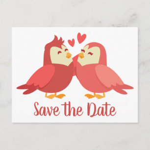 Red Save the Date Wedding Cartoon Bruidegom Briefkaart