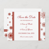 Red Save the Date Winter Wedding Briefkaart (Voorkant / Achterkant)