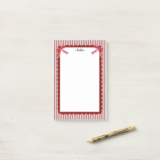 Red Scallop Bows Valentijnsdag Kerstvakantie Post-it® Notes (Op bureau)