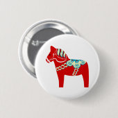 Red Scandinavian Dala Horse Ronde Button 5,7 Cm (Voorkant /achterkant)